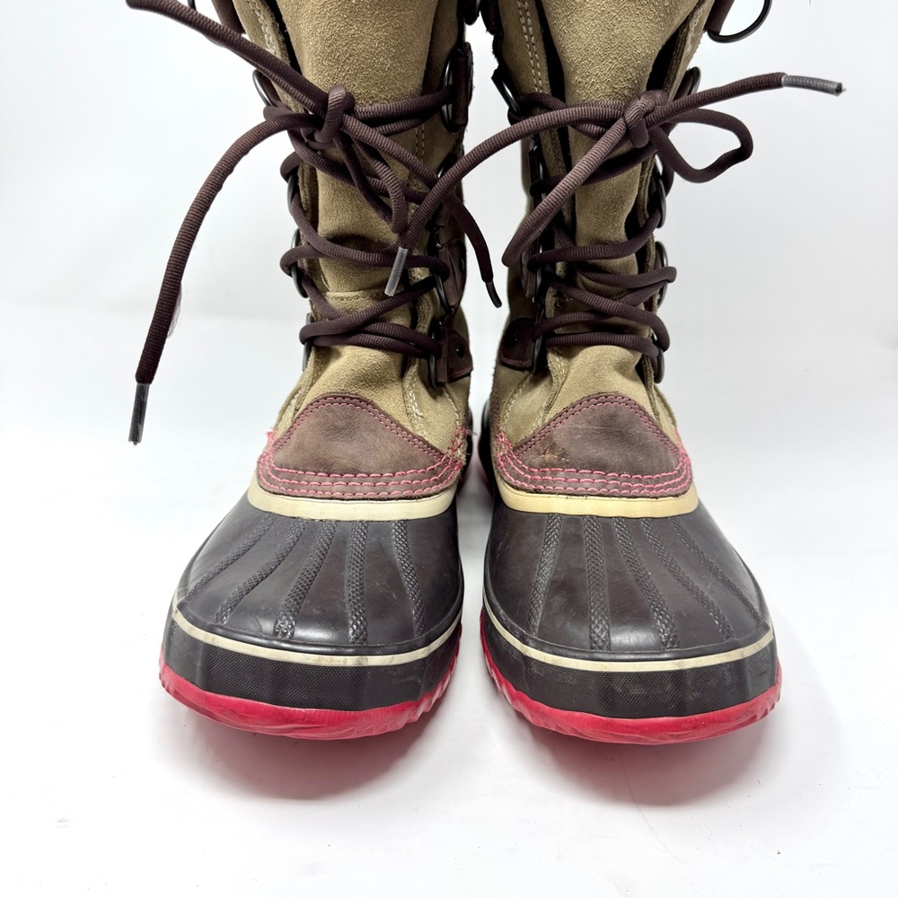 SOREL Joan of Arctic Faux Fur Winter Boots Tan and Pink - Picture 9 of 15